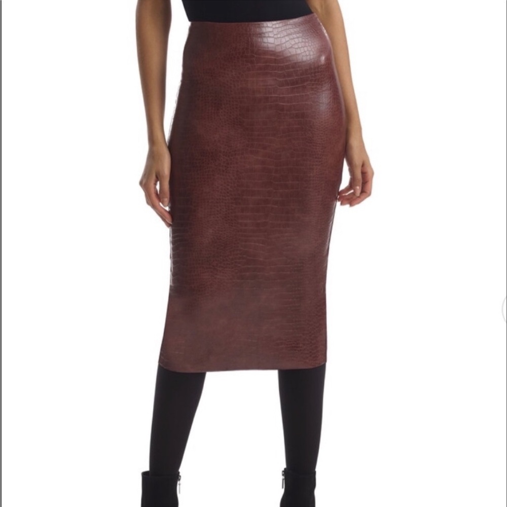Commando Brown Snake Print faux leather Pencil skirt size Small